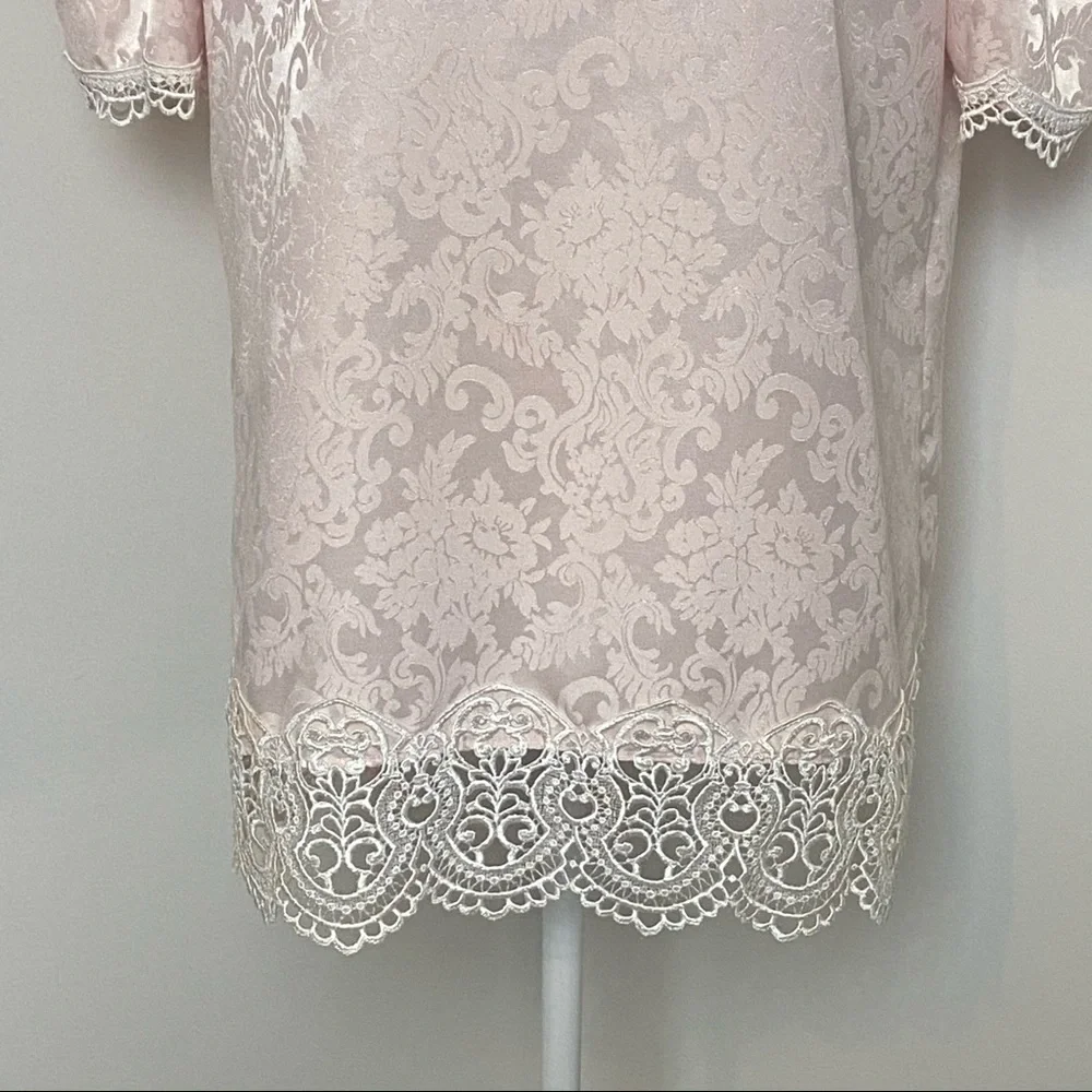 Scott McClintock Vintage Top Plus Size Victorian Puff Sleeve Pink Lace Top - Picture 7 of 14